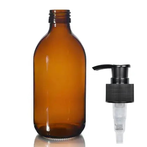 300ML Amber glass bottle with pump black